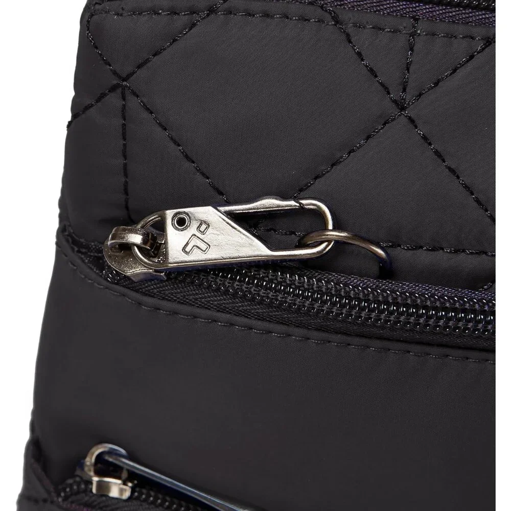 Anti-Theft Boho Slim Crossbody Black Polyester with 5-Point Security